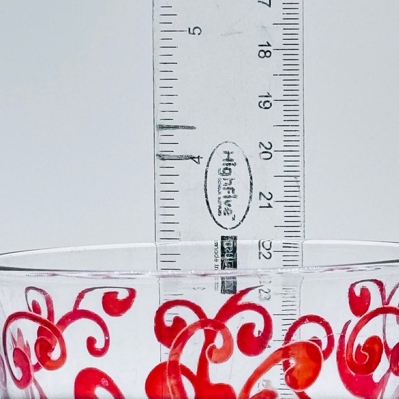 Set of 4 Vintage Cerve Italy‎ Drink Lowball Glasses Red Swirl Pattern MCM 3.25” - Picture 9 of 10